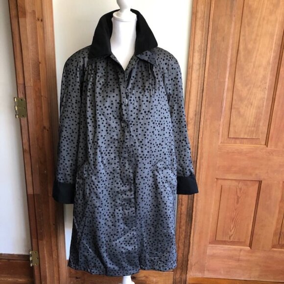 RALPH LAUREN Polka Dot Swing Coat with Removable Wool Lining - Picture 1 of 16